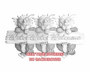 DRAGON WELCOME SIGN 3d illusion & laser-ready files 3DWave.us